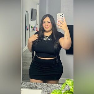 Black Crop Top and Skirt Set